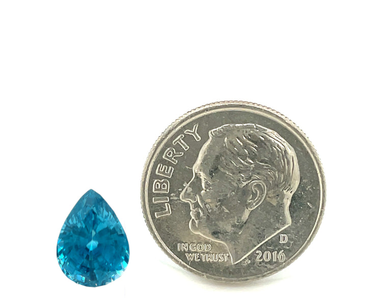 4.72 Carat Pear Shaped Blue Zircon, Unset Loose Gemstone– Sarosi